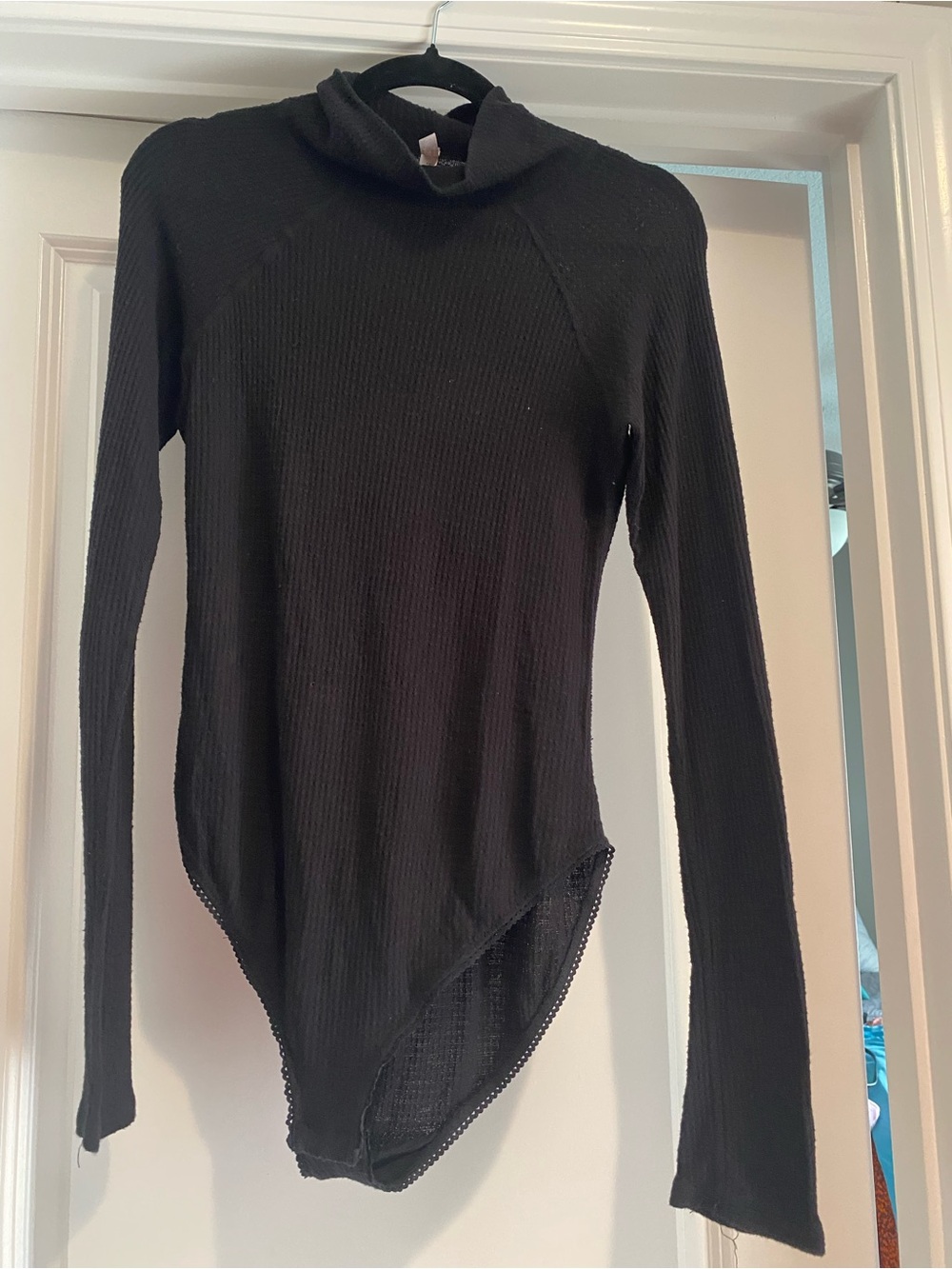Free People Black Ribbed Turtleneck Bodysuit